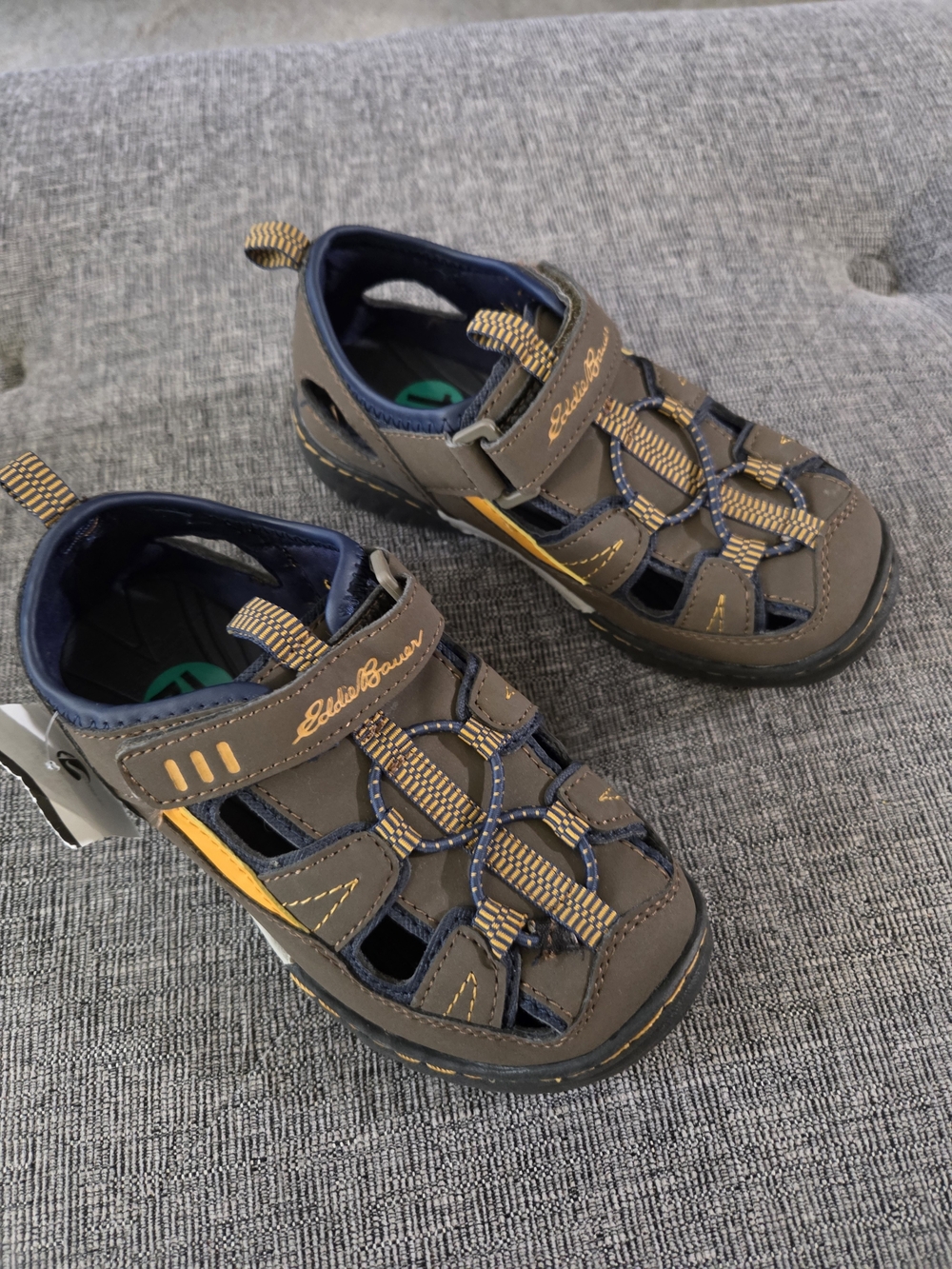 Eddie Bauer Cave Creek Toddler Boys Brown and Yellow Closed-Toe Sandals Size 12